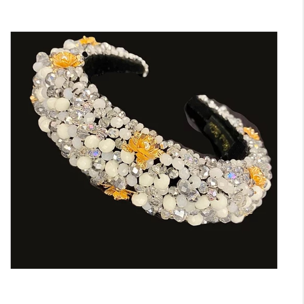 Grey Jeweled Headband